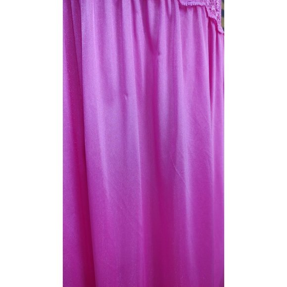 90's Vintage Deadstock Shadowline Nylon Pink with Lace Night Gown - Picture 10 of 12